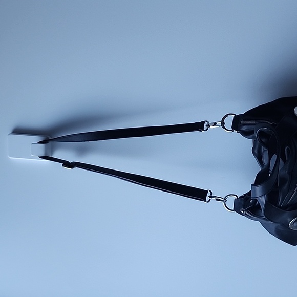 Arcadia Leather Pleated Slouchy Bowling Bag - Picture 7 of 9